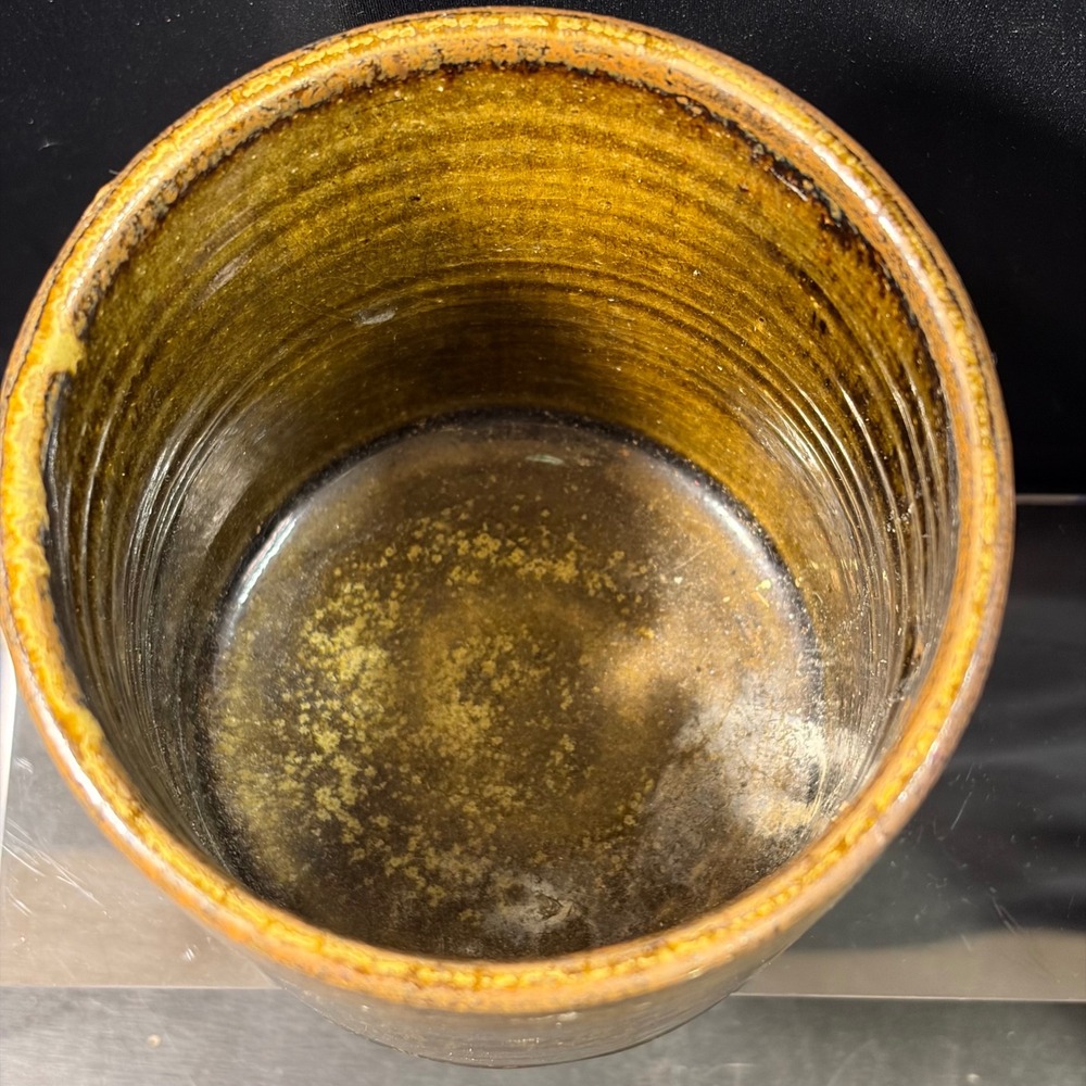 Vintage 1996 Studio Pottery Hand Thrown Ceramic Tumbler Earth Tone Glaze 4in - Picture 5 of 11